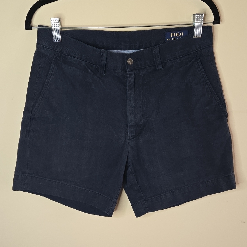 Polo by Ralph Lauren Navy Blue‎ Flat Front Shorts Classic Fit 30 Preppy